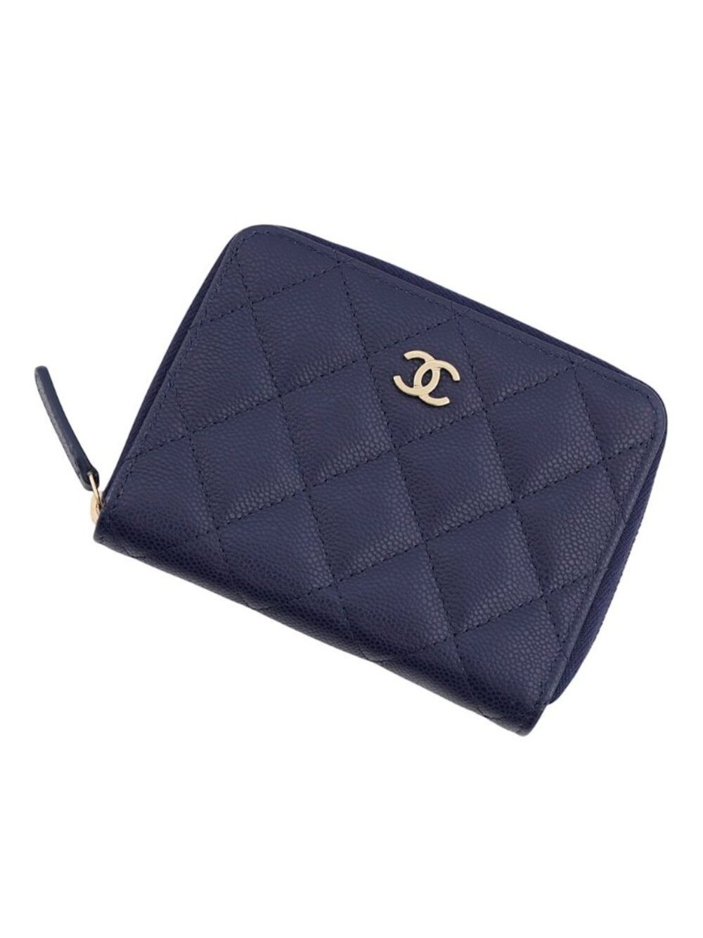 Chanel Bifold Wallet Quilted CC Logo Small Caviar Leather